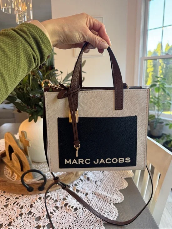 Marc Jacobs Cream, Black & Brown Leather Top-Handle Satchel - Picture 8 of 8